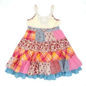 GUC Cutey Couture Easter Floral Plaid Striped Patchwork Summer Sun Dress 5/6